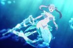 1girl big_breasts black_clover breasts edit female_only mermaid nipples noelle_silva noelle_silva_(mermaid_form) nude nude_filter ocean pink_eyes royalty screencap screenshot screenshot_edit sea silver_hair teen twin_tails underwater water