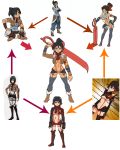  1girl 6+girls attack_on_titan avatar:_the_last_airbender bellend black_hair breasts chimerism fusion gonzozeppeli hexafusion highres jacket kill_la_kill korra living_clothes matoi_ryuuko midriff mikasa_ackerman multiple_girls pubic_hair revealing_clothes scarf scissor_blade senketsu short_hair short_shorts shorts skirt suspenders sword the_legend_of_korra thigh_strap triple_fusion underboob weapon 