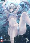  1girl alluring athletic_female bare_legs big_breasts blue_eyes blush breasts bubbles cleavage ethel_(xenoblade) excaliblader female_abs fit_female heroes_(xenoblade_3) nintendo silver_hair swimsuit underwater xenoblade_(series) xenoblade_chronicles_3 