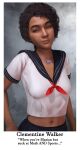  1girl 3d 3d_(artwork) belly_button blasian breasts brown_eyes brown_hair clementine_(the_walking_dead) dark-skinned_female dark_skin english_text female_focus female_only irispoplar looking_at_viewer school_uniform sfm short_hair small_breasts source_filmmaker stomach teen text the_walking_dead the_walking_dead_game 