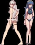  alluring ass bare_legs barefoot bikini blonde_hair blue_eyes blue_hair corrin_(fire_emblem)_(female) fire_emblem fire_emblem_awakening fire_emblem_fates high_heels lucina magenta_eyes medium_breasts nintendo zelc-face 