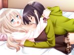  2_girls 2girls art bed blush breast_sucking breasts female friends game_cg kawamura_reo long_hair multiple_girls nipples open_mouth peko sawaguchi_mai short_hair sono_hanabira_ni_kuchizuke_wo yuri 