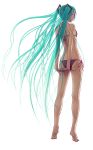  1girl aqua_eyes aqua_hair ass barefoot bikini feet female from_behind hatsune_miku highres legs long_hair looking_back miku_hatsune side-tie_bikini simple_background smile soles solo standing swimsuit takouji tiptoes transparent_background twin_tails very_long_hair vocaloid wokada wokada_(takouji) 