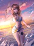  1girl alluring beach big_breasts bikini cleavage eunie_(xenoblade) moonllita moonllita_(artist) nintendo ocean sunset swimsuit xenoblade_(series) xenoblade_chronicles_(series) xenoblade_chronicles_3 