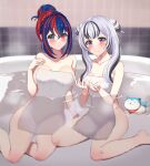  2_girls alear_(female)_(fire_emblem) alear_(fire_emblem) alluring alternate_hairstyle bangs bare_arms bare_legs bare_shoulders barefoot bath black_hair blue_eyes blue_hair blush braid breasts collarbone female_only fire_emblem fire_emblem_engage grey_hair group_bathing hair_between_eyes hairbun heterochromia indoors kneel legs long_hair looking_at_viewer medium_breasts multicolored_hair multiple_girls naked_towel nintendo nude nude_female partially_submerged purple_eyes pussy red_eyes red_hair short_hair shoulders sideboob small_breasts smile sommie_(fire_emblem) steam tara_(szzj7733) towel twin_tails veyle_(fire_emblem) wet 