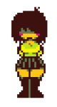  1girl 2d 2d_(artwork) accurate_art_style blush breasts cleavage clothed clothed_female clothing deltarune digital_media_(artwork) embarrassed female_human female_kris_(deltarune) female_only hair hands_behind_back human human_only kris_(deltarune) kris_(light_world_form) luigigamer123 on_model pixel_(artwork) pixel_art reddit short_hair simple_background skirt solo_female solo_human thick_thighs undertale_(series) video_game_character video_games white_background wide_hips 