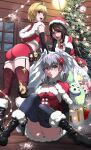  3_girls absurd_res alluring alternate_costume ass asymmetrical_bangs big_breasts black_boots black_gloves black_hair black_stockings blonde_hair blue_eyes blush boots breasts brown_stockings bubble_butt christmas christmas_clothing christmas_lights christmas_outfit christmas_tree cleavage elbow_gloves female_only fiora_(xenoblade) gloves green_eyes hair_ornament head_wings high_res kino_(xenoblade) large_ass long_hair looking_at_viewer looking_back medium_breasts melia_antiqua mercury_xeno monolith_soft nene_(xenoblade) nintendo open_mouth panties red_eyes santa_costume santa_hat sharla_(xenoblade) short_hair silver_hair smile stockings thick_ass thick_thighs thighs very_long_hair wings xenoblade_(series) xenoblade_chronicles 