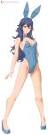  1girl absurd_res alluring alternate_costume animal_ears bare_shoulders blue_eyes blue_hair blue_leotard bow bowtie breasts bunny_ears bunny_girl bunnysuit closed_mouth covered_navel detached_collar english_commentary fake_animal_ears fake_tail female_only fire_emblem fire_emblem_awakening high_heels high_res highleg highleg_leotard leotard long_hair looking_at_viewer lucina lucina_(fire_emblem) nintendo playboy_bunny rabbit_ears rabbit_tail small_breasts smile standing strapless strapless_leotard symbol-shaped_pupils tail white_background wrist_cuffs zelc-face 