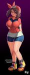 1girl alluring alternate_breast_size bandana big_breasts breasts brown_hair game_freak haruka_(pokemon) high_res hips jadenkaiba light-skinned_female light_skin long_hair may may_(pokemon) nintendo pokemon pokemon_rse pokemon_rse_(anime) smile wide_hips