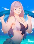  1girl alluring athletic_female beach big_ass big_breasts casual cleavage ethel_(xenoblade) female_abs female_only fit_female heroes_(xenoblade_3) koyoriin koyorin light-skinned_female navel nintendo xenoblade_(series) xenoblade_chronicles_3 