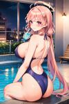  1girl ai_generated essievt fanart pool poolside swimsuit vtuber 