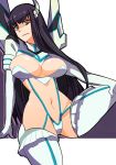 1girl black_hair breasts cleavage_cutout junketsu kill_la_kill kiryuuin_satsuki large_breasts living_clothes long_hair navel revealing_clothes solo spoilers tsumuri