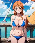 1girl 1girl ai_generated artist_request big_breasts bikini nami nami_(one_piece) one_piece orange_hair post-timeskip