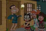 erection family_guy flashing glenn_quagmire halloween_costume meg_griffin outside patty_patterson penis pervert precum teen trick_or_treat