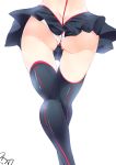 1girl ass bad_id black_legwear butt_crack close-up crossed_legs crossed_legs_(standing) dimples_of_venus fat_mons female kill_la_kill legs_crossed matoi_ryuuko mitsurugi_aoi panties pov_ass senketsu simple_background skirt solo standing thigh_gap thighhighs thighs underwear waist_down white_background white_panties