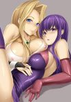  2girls art blonde blonde_hair blue_eyes blush dairiseki female hair hakaba_(dairiseki) hug hugging long_hair looking_at_viewer malariya miranda miranda_(quiz_magic_academy) multiple_girls purple_eyes purple_hair quiz_magic_academy smile yuri 