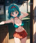  1girl ai_generated bikini_top blue_eyes bulma_(dragon_ball) bulma_brief dragon_ball dragon_ball_z female_only hairband medium_breasts medium_hair skirt solo_female 