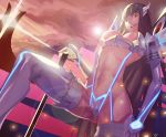 1girl black_hair club3 junketsu kill_la_kill kiryuuin_satsuki midriff nanaya_(daaijianglin) suspenders sword thighhighs weapon