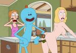  1boy 2girls anal anal_object_insertion anal_penetration beth_smith bottle_in_anus bottle_in_ass bottle_insertion milf mr_meeseeks nude_female rick_and_morty summer_smith 