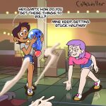  2girls amity_blight bowling_ball cothswoller cum cumshot english_text facial female_only flaccid luz_noceda meme multiple_girls purple_hair smooth_skin text the_owl_house wyer_bowling wyer_bowling_(meme) 