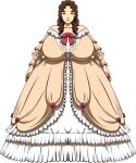  ale-mangekyo brown_dress brown_eyes brown_hair gigantic_ass gigantic_breasts hourglass_figure voluptuous white_dress 