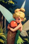 1boy 1girl ai_generated blonde_hair blue_eyes blush disney disney_fairies erection fairy forest huge_penis minigirl penis peter_pan tinker_bell