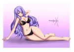 1girl alluring big_breasts bra breasts camilla_(fire_emblem) cleavage female_only fire_emblem fire_emblem_fates looking_at_viewer milf nintendo panties pin_up posing purple_eyes purple_hair sonicheroxd underwear