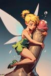 1boy 1girl ai_generated blonde_hair breasts cum disney disney_fairies erection fairy huge_penis masturbation minigirl penis peter_pan tinker_bell