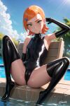 1girl ai_generated ben_10 black_one-piece_swimsuit black_swimsuit cameltoe cartoon_network cum eye_contact female female_only green_eyes gwen_tennyson latex latex_gloves latex_leotard latex_stockings latex_swimsuit leaking_cum ltxdiffusion one-piece_swimsuit orange_hair pool short_hair solo_female spread_legs stable_diffusion swimming_pool swimsuit turtleneck water young young_girl younger_female