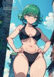 ai_generated bikini black_bikini green_eyes green_hair one-punch_man tatsumaki viewed_from_below