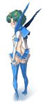 1_girl 1girl adapted_costume alternate_costume ami_mizuno ass bishoujo_senshi_sailor_moon blue_eyes blue_hair blush breasts butt_crack cosplay crossover female from_behind gloves high_heels kamui_(kill_la_kill) kill_la_kill kouda_tomohiro leotard matoi_ryuuko matoi_ryuuko_(cosplay) mizuno_ami parody revealing_clothes sailor_mercury sailor_moon short_hair sideboob simple_background solo suspenders thighhighs underboob white_background