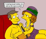 breasts dress edna_krabappel erect_nipples hat no_panties seymour_skinner shaved_pussy the_simpsons thighs