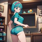  1girl ai_generated blue_eyes bulma_(dragon_ball) bulma_brief dragon_ball dragon_ball_z female_only medium_breasts medium_hair solo_female tight_clothing 