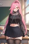  1girl ai_generated big_breasts glasses long_hair nenefthivt pink_hair shirt skirt solo tagme vtuber 