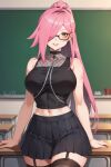  1girl ai_generated big_breasts glasses long_hair nenefthivt pink_hair shirt skirt solo tagme vtuber 