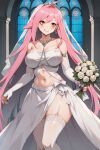  1girl ai_generated big_breasts fanart holding_bouquet nenefthivt pink_hair solo tagme vtuber wedding_dress yellow_eyes 