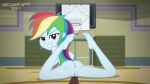 2019 accurate_art_style basketball_hoop bubble_butt equestria_girls flexible friendship_is_magic hasbro looking_at_viewer looking_back metalhead97 my_little_pony naked_female older older_female rainbow_dash_(eg) rainbow_dash_(mlp) rainbow_hair school smug_face straight_hair violet_eyes young_adult young_adult_female young_adult_woman