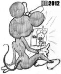 1girl 2012 anthro ass disney footwear fur furry furry_ass furry_ears gloves greyscale hand_on_leg hentai_boy male mammal mickey_mouse minnie_mouse monochrome mouse nude rodent rough_sketch round_ears shoes sitting sketch tail white_background