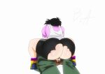  1boy 1girl ass_focus baddiesart big_ass cheating clothed clothing cum cum_in_pussy cum_inside dark-skinned_male dark_skin dragon_ball duo_focus fat_ass interracial male/female pale_skin reverse_cowgirl_position riding_penis short_hair vaginal videl 