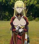  big_breasts blonde_hair blue_eyes edit elf elf_ears hazurewaku_no_joutai_ijou_skill_de_saikyou_ni_natta_ore_ga_subete_wo_juurin_suru_made long_hair looking_at_viewer nekom14 nipples no_bra screencap seras_ashrain topless 