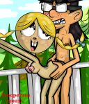  blonde_hair braided_hair couple dark_hair eurotrish flight_lieutenant_colby_james foster&#039;s_home_for_imaginary_friends from_behind furry glasses lovers original_character outdoor_nudity outdoor_sex romantic_couple romantic_sex trooper201 