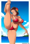 1girl 1girl 28_de_julio_(fiestas_patrias) alluring alternate_version_available azucena_milagros_ortiz_castillo big_ass bikini black_hair core_rincon dark-skinned_female dark_skin erect_nipples erect_nipples_under_bikini female_only flower flower_in_hair grey_eyes hourglass_figure latina looking_at_viewer namco peruvian_female short_hair tekken tekken_8 tomboy voluptuous voluptuous_female