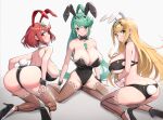  3_girls absurd_res alluring alternate_costume big_breasts blonde_hair gonzarez green_eyes green_hair high_res leotard multiple_girls mythra playboy_bunny pneuma_(xenoblade) pyra red_eyes xenoblade_(series) xenoblade_chronicles_2 yellow_eyes 