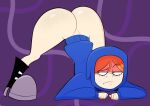 1girl 1girl 1girl ass bent_over blue_hoodie bottomless cartoon_network exposed_ass fat_ass female_only foster's_home_for_imaginary_friends goth_girl goth_girl_(fhfif) grin high_heel_boots hoodie huge_ass jack-o_pose no_panties no_pants orange_hair red_hair solo_female thick_thighs vaz0v