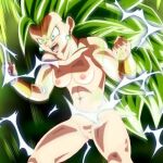  1girl blonde_hair dragon_ball_super green_eyes kefla long_hair medium_breasts muscular_female nekom14 nipples nude_female potara_earrings pussy screaming spread_legs super_saiyan_3 