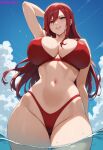  1girl ai_generated big_breasts bikini breasts erza_scarlet fairy_tail female_pervert female_sub long_hair nipples pervert red_hair sex_invitation sexually_suggestive 