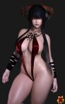  1girl 3d alluring big_breasts bikini eliza_(tekken) female_only hagiwara_studio horns namco sling_bikini swimsuit tagme tattoo tekken tekken_7 vampire 