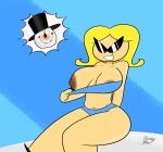  1boy 1girl 1girl 2018 big_breasts blonde_hair disney frostingxtract knick_knack male nipples pixar snowman sunglasses sunny_miami tagme teasing thick_thighs 