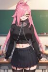  1girl ai_generated big_breasts glasses long_hair nenefthivt pink_hair shirt skirt solo tagme vtuber 