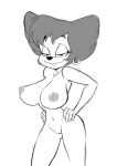  1girl anthro aunt_maire big_breasts breasts disney domestic_cat drpizzaboi1 ear_piercing earring earrings felid feline felis female_only genitals goof_troop half-closed_eyes hands_on_hips high_res inkershike mammal milf monochrome narrowed_eyes nipples nude nude_female peg_pete piercing pussy sketch white_background 